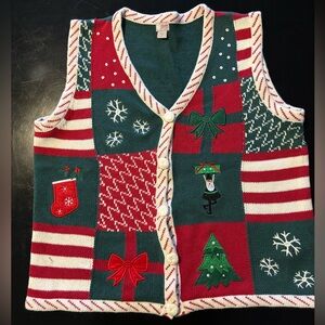 Beautiful Ugly Holiday Christmas Sweater Vest.  Women’s Size Large